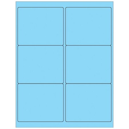 Bsc Preferred 4 x 3 1/3'' Fluorescent Pastel Blue Rectangle Laser Labels, 600PK BUY00025320